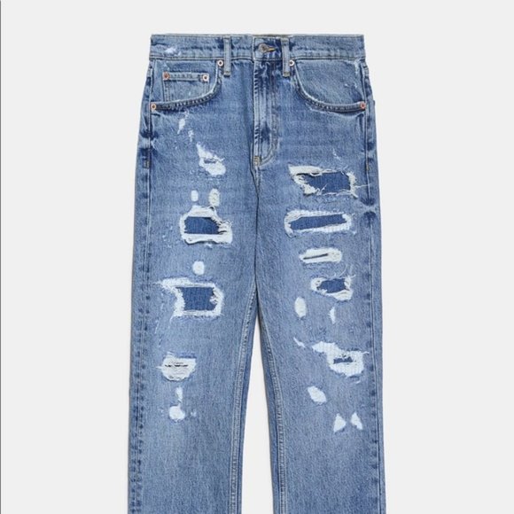 Zara ZW Premium Kick Jeans in Rip and Repair US 2 - Picture 8 of 9